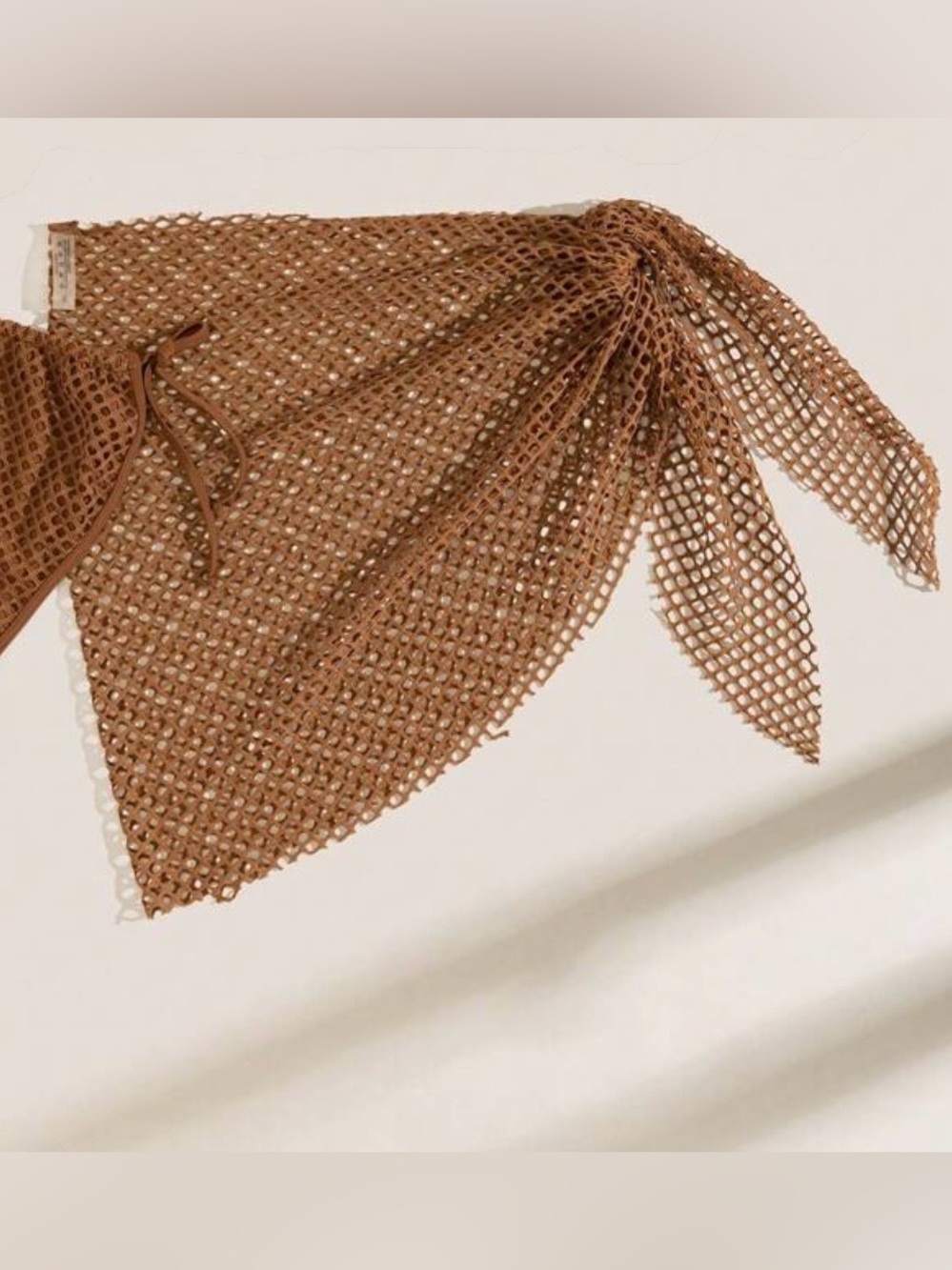 Fishnet Woven Mesh Sarong Cover-Up Rust Tan